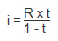 i = R x t / 1 -t